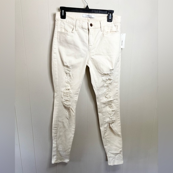 J Brand Ecru white distressed divo super skinny jeans size 29 new - Picture 1 of 8